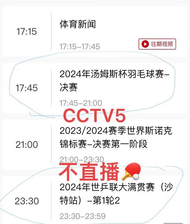 今日CCTV5节目表CCTV5+节目单！九游会app中央5台直播乒乓球时间表：(图6)